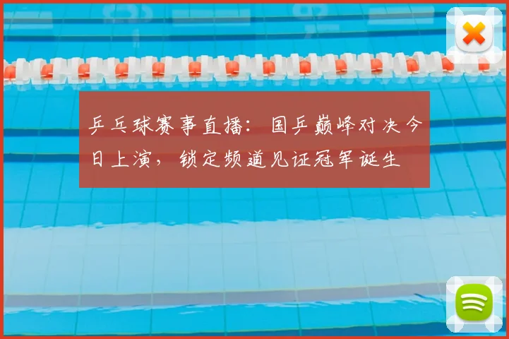 乒乓球赛事直播：国乒巅峰对决今日上演，锁定频道见证冠军诞生